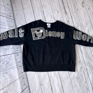 WALT DISNEY WORLD Holographic Glitter Black Sweatshirt XL